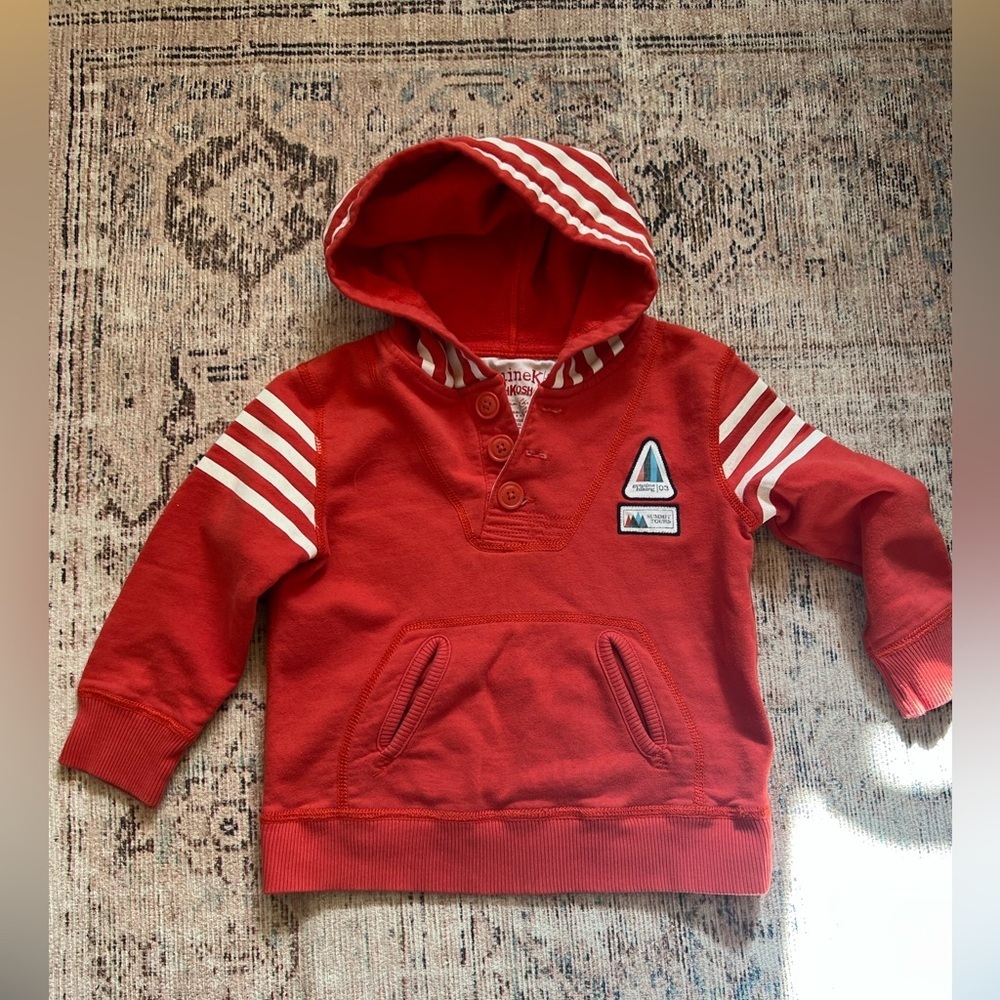 Oshkosh Cozy Orange Kids Hoodie with Striped Accents